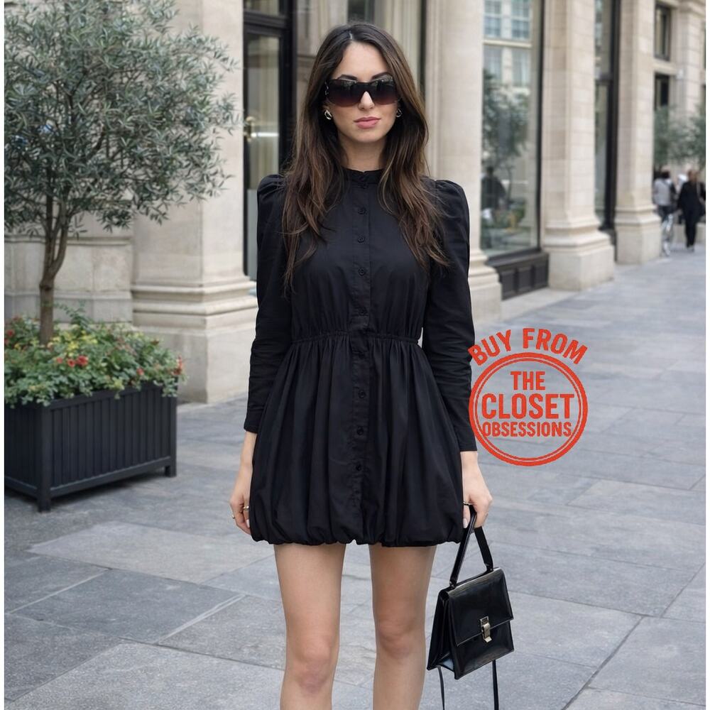 ZARA Cotton Balloon Sleeve Mini Dress ๐คโจ NWT - Picture 2 of 15